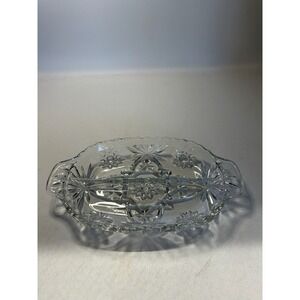 Vintage Anchor Hocking EAPC Star of David Clear Pressed Glass Divided Dish